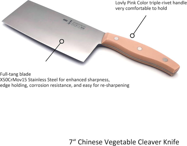 Chinese Vegetable Cleaver, MATTSTONE HILL 7 Inch Chinese Chef'S Knife, Vegetable Cleaver, German Steel, Triple Rivet Handle4
