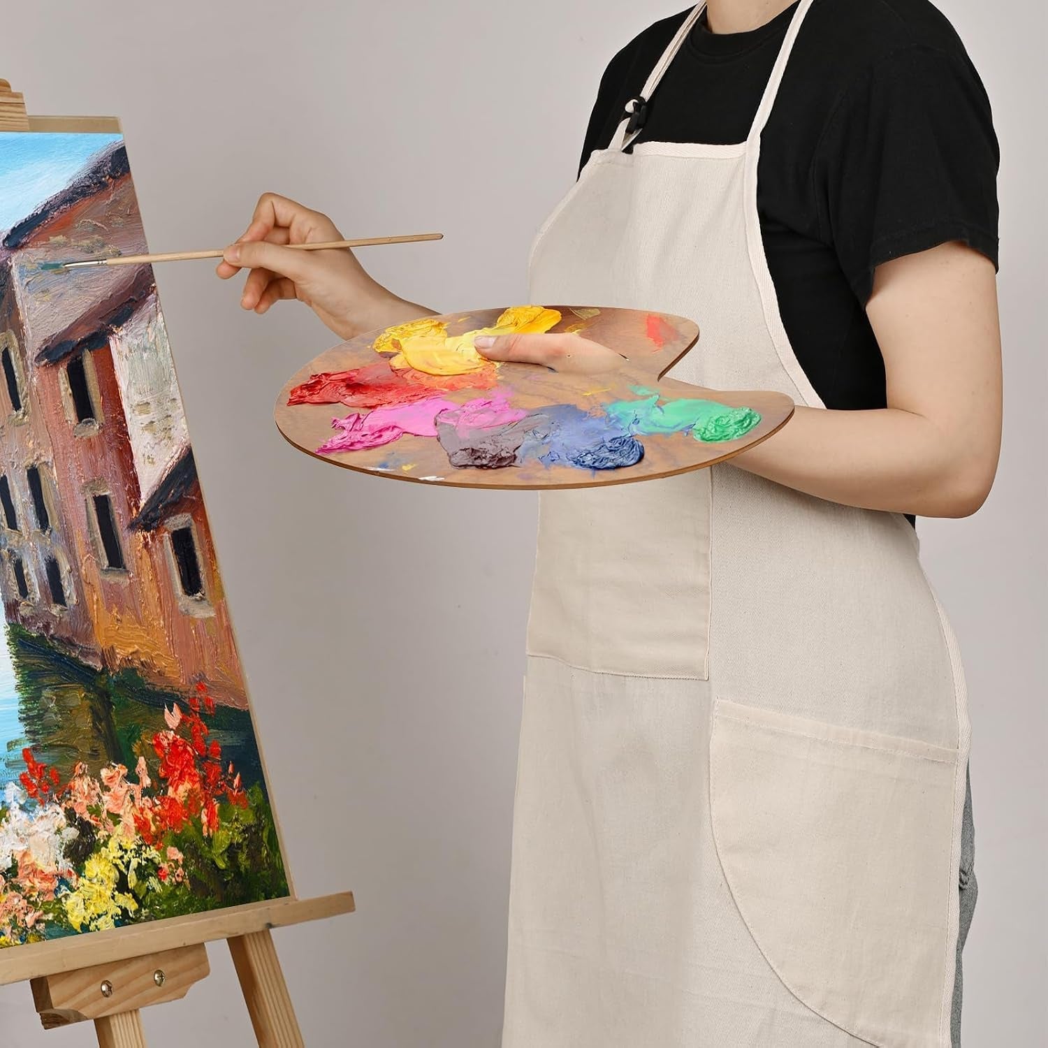 painting-apron-for-men-and-women-professional-cotton-canvas-bib-for-acrylic-oil-and-watercolor-painting-with-3-pockets-adjustable