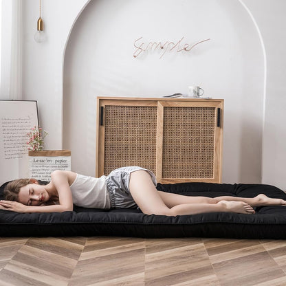 Japanese Floor Mattress 4" Thick Full Size Foldable Futon Mattress | Sleeping Pad Foldable Roll up Mat Boys Girls Dormitory Pad Kids Floor Lounger, Black9