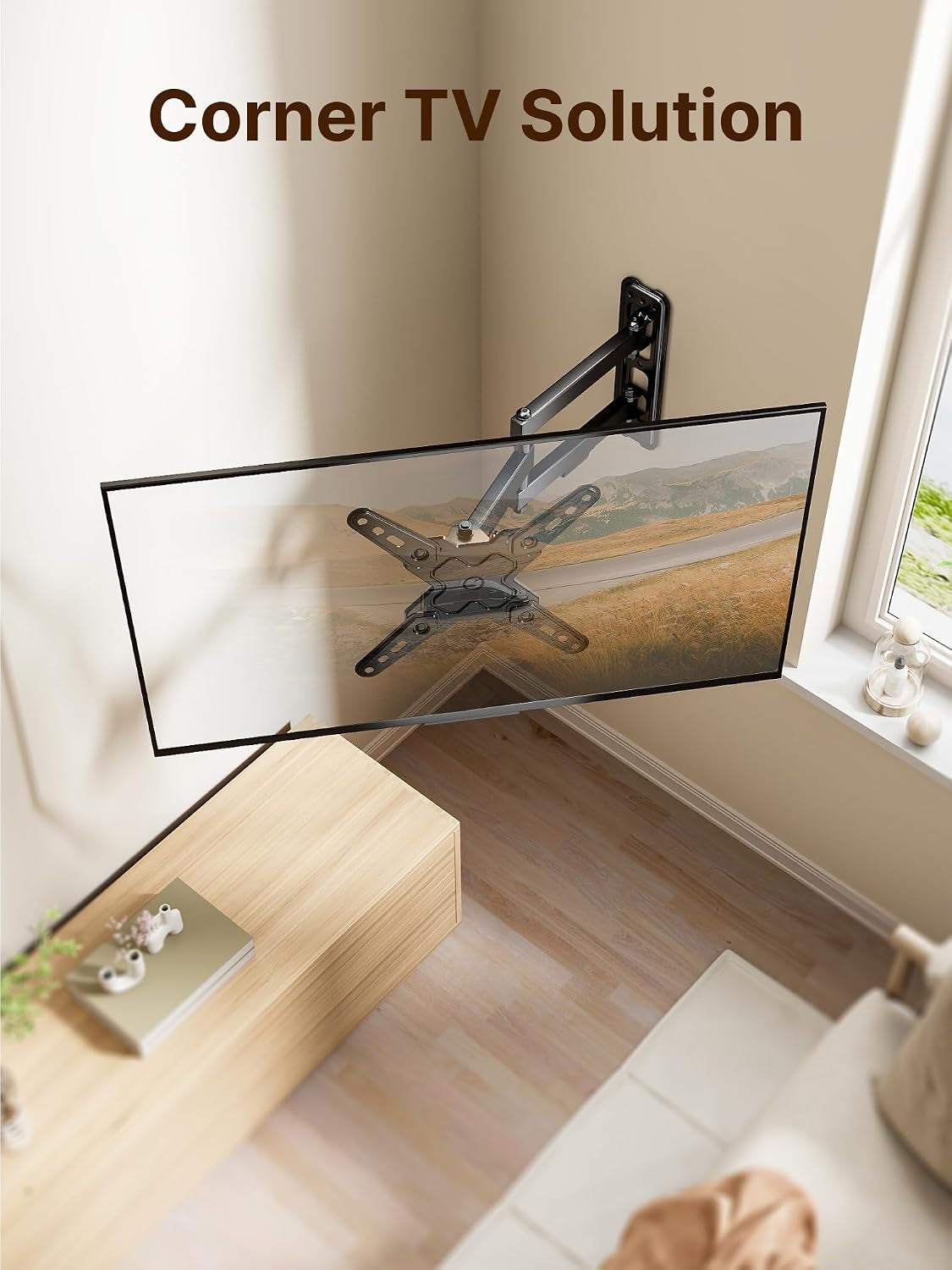 full-motion-small-tv-wall-mount-for-13-43-inch-tvs-up-to-44-lb-90-swivel-5-15-tilt-landscape-portrait-rotation-extends-14-6-in-4x-load-tested-vesa-200x200-mm-single-stud-mount