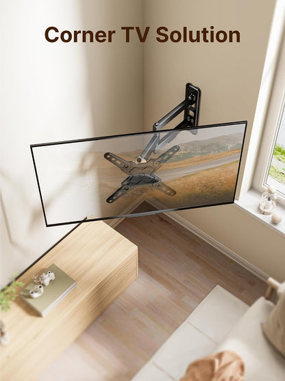 Full Motion Small TV Wall Mount for 13-43 Inch Tvs up to 44 Lb | ±90° Swivel, +5°/-15° Tilt, Landscape/Portrait Rotation; Extends 14.6 In, 4X Load Tested, VESA 200X200 Mm, Single-Stud Mount8