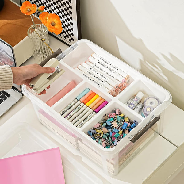 17 QT Stackable Clear Craft Organizers and Storage Box with Removable Tray5