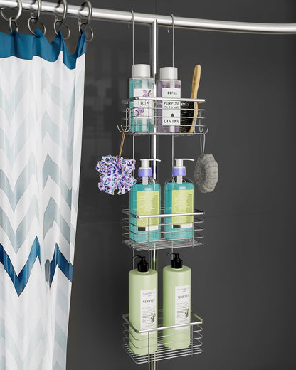 3-Tier Hanging Shower Rack - Door Organizer with 2 Hooks for Razor, Shower Balls and More (3 Tiers)4