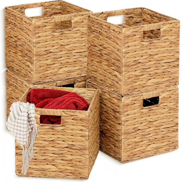 11X11In Wicker Storage Baskets Set of 5 Collapsible Water Hyacinth Basket1