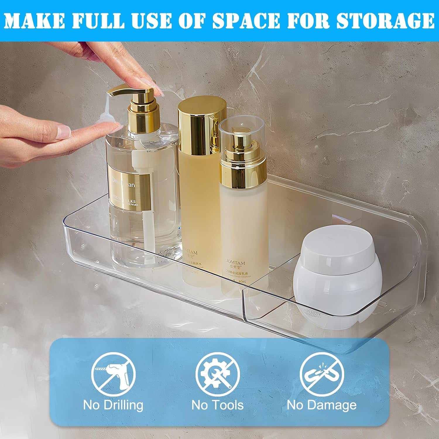 2pk-bath-toy-storage-holder-for-bathtub-large-acrylic-adhesive-shelves-adhesive-tape-bathroom-mirror-shelf-no-drilling-capacity-bathtub-toy-organizer-shower-caddy-for-bathroom