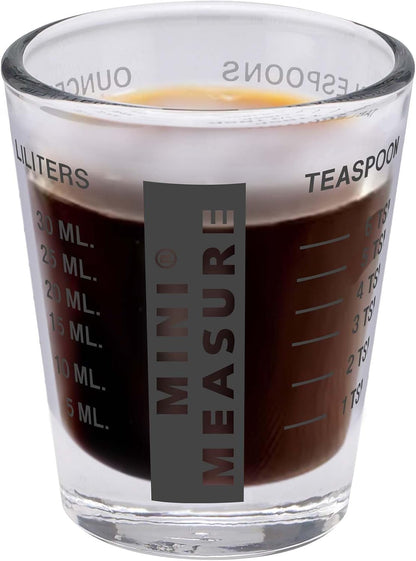 Mini Measure Heavy Glass, 20-Incremental Measurements Multi-Purpose Liquid and Dry Measuring Shot Glass, Black3