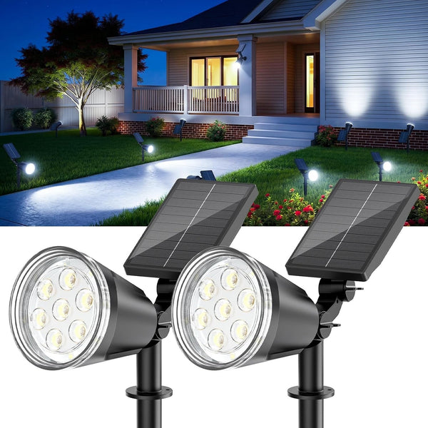 Solar Spot Lights Outdoor Cool White, 1000LM Big Adjustable Solar Lights Outdoor Waterproof, 2-In-1 Bright Solar Powered Spotlights Landscape Lighting for Garden, Yard, Pathway, Tree, Flag1