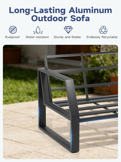 Oversized Modern Outdoor Patio Furniture Set with 5" Thick Cushions, Deep Seats & Wide Armrests, Comfortable Aluminum All-Weather Rustproof Uv-Resistant Frame, 5-Seater for Garden, Backyard, Poolside6