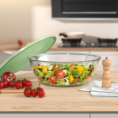 Extra Large Glass Mixing Bowls Clear Glass Salad Cooking Bowls for Kitchen Salad Bread Storage (6 Qt)7