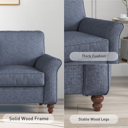 57" Loveseat Sofa, 2 Seater Comfy Love Seat Sofa for Living Room, Apartment, Office, Blue4