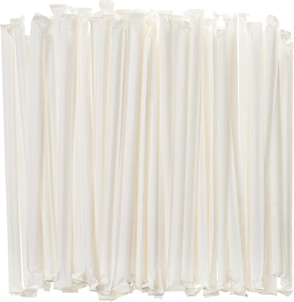 Crystalware Bulk Pack of 380 Flexible Plastic Drinking Straws - White, Individually Wrapped, Food-Safe BPA Free, 7.75 Inches Long (1 Box)2