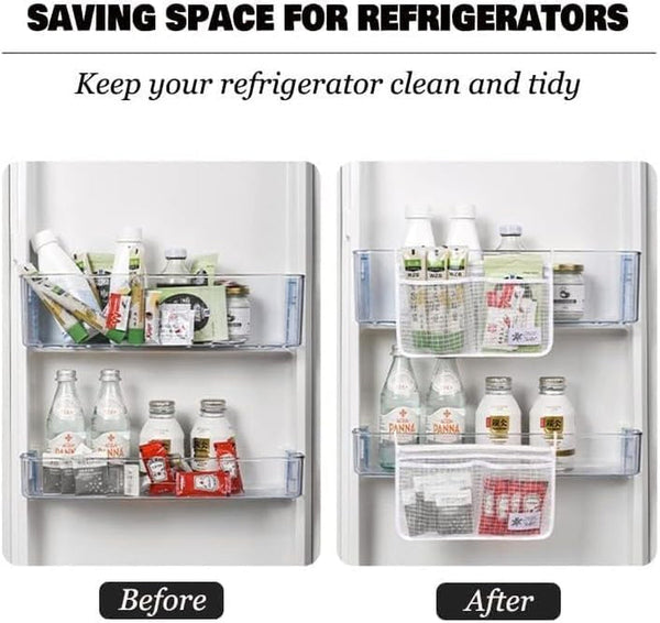 Refrigerator Door Organizer Set, Fridge Hanging Mesh Bag for Kitchen, Household Sundries Sorting Bag, Only for Small Objects Containers5