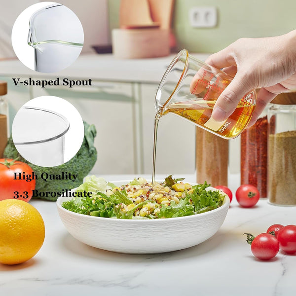 Ackers Mini Glass Measuring Beaker Set, Borosilicate, 2Oz 4Oz 8Oz Measuring Cups2