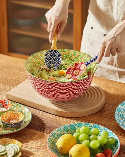 Ceramic Mixing Bowls Set of 3, Large Serving Bowls, Vibrant Colors3