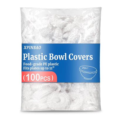 Plastic Bowl Covers, 100 Count Elastic Covers for Bread Proofing | Clear Elastic Covers Fit Bowls up to 11 In; Shower Caps for Sourdough Bread Proofing, Leftovers, Picnics and Food Storage1