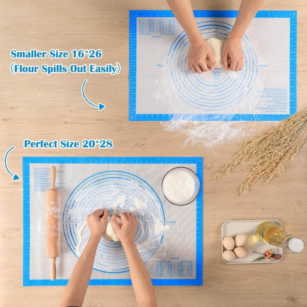 Nonstick Silicone Pastry Mat Extra Large with Measurements Dough Baking Mat | 28'' X 20'' Silicone Baking Mat Counter Dough Rolling Fondant/Pie Crust Sourdough Bread Supplies by  Blue2