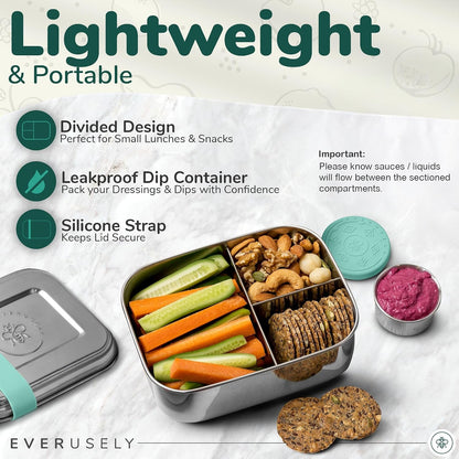 Stainless Steel Bento Box + Condiment Container - Green, 27Oz / 0.8 L2