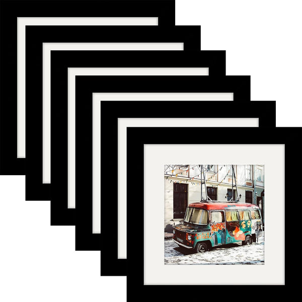 6X6 Black Picture Frames Square Classic Natural Wood 6 Pack for Wall Mounting and Tabletop Display1