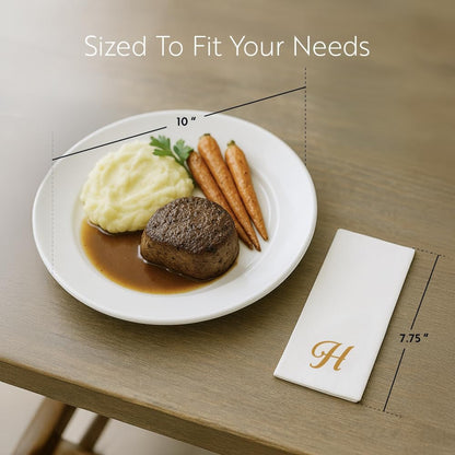 Disposable Paper Napkins 50 Count 15.75 X 7.87 Inches Linen-Feel Airlaid Napkins Compostable Absorbent Gold Printed Napkins for Elegant Events2