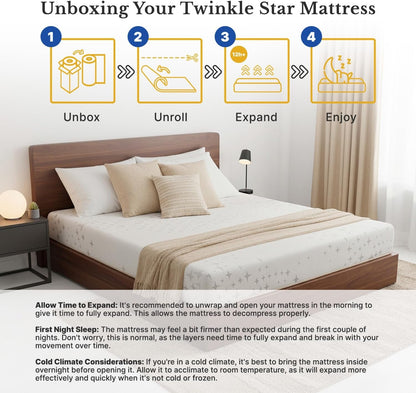 Twinkle Star 10” Medium Firm Contouring Mattress in a Box, USA Made - Full8