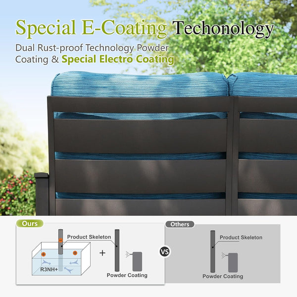 Patio Furniture Set with Fire Pit Table, Peacock Blue4