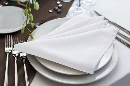[24 Pack, White] Cloth Napkins 17X17 Inches, 100% Polyester | Hemmed Edges, Washable and Reusable Ideal for Parties, Weddings and Dinners6