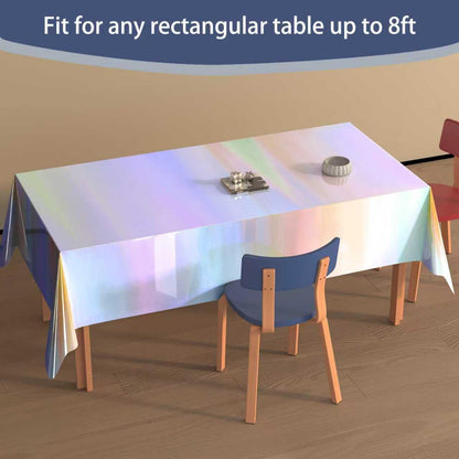 4 Pack Iridescent Plastic Tablecloths Disposable Tablet Cover 54 X 108 in | Foil Glitter Table Cloth for Rectangle Tables Indoor/ Outdoor Party Decorations Birthday Princess Bridal Wedding Christmas3