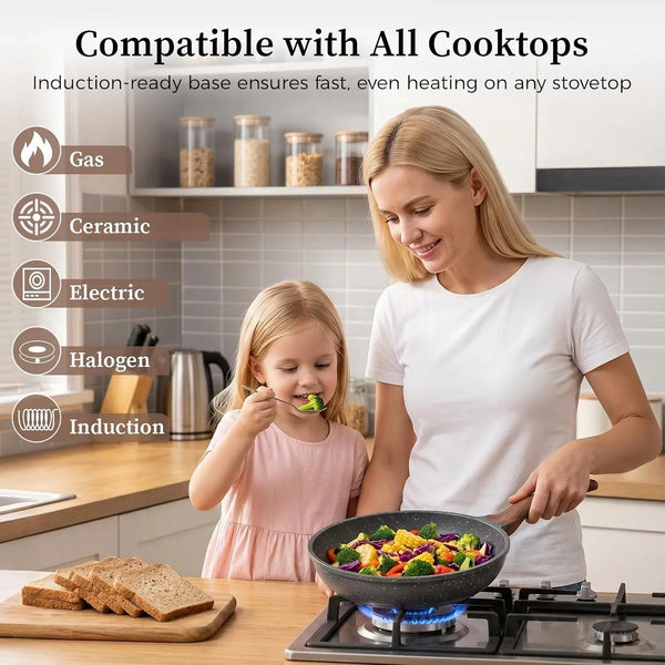 10 Inch Granite Nonstick Frying Pan, Induction Ready, Non-Toxic | PFOA/PFOS Free Scratch Resistant with Stay-Cool Handle Omelette Pan for All Stovetops3