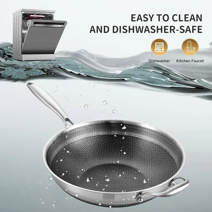 Hybird Nonstick Wok Pan with Steel Lid | 14.5-Inch | Detachable Handle | Non Toxic | Tri-Ply Stainless Steel | Ceramic Coating | Stir Fry Pan | Induction Compatible | Dishwasher & Oven Safe6