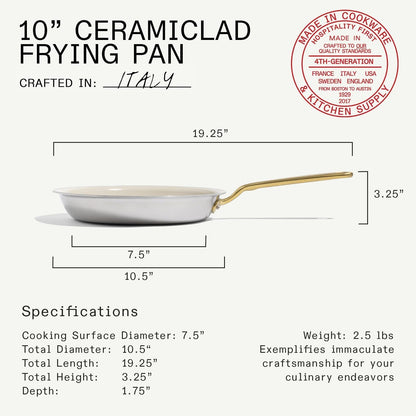 Made in Cookware - 10" Ceramic Non Stick Frying Pan (Antique Brass Handle) - 5-Ply Stainless Clad with Stay-Cool Handle - Professional Cookware - Crafted in Italy - Induction Compatible3