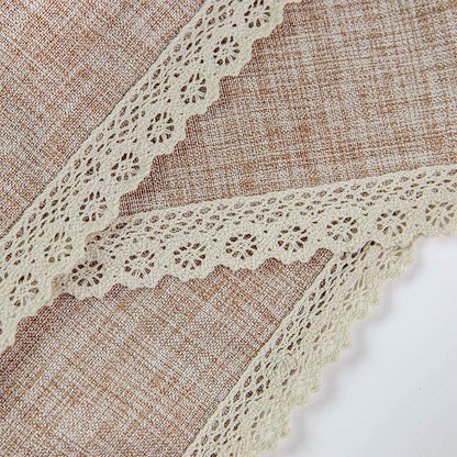 Linen Rustic Burlap Washable Tablecloth,Solid Heavy Weight Tan 55 X 70 Rectangle Overlay Lace Edge Table Cover for Kitchen Dinning Decoration6