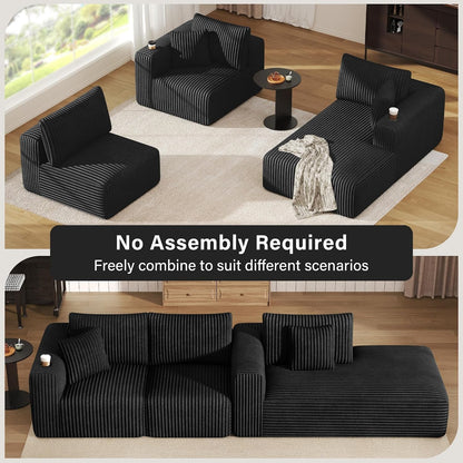 Modular Sectional Sofa, L-Shaped Boneless Cloud Couch Corduroy, No Assembly3