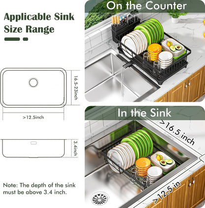 Dish Drying Rack for Small Kitchen Counter with Utensil Holder7