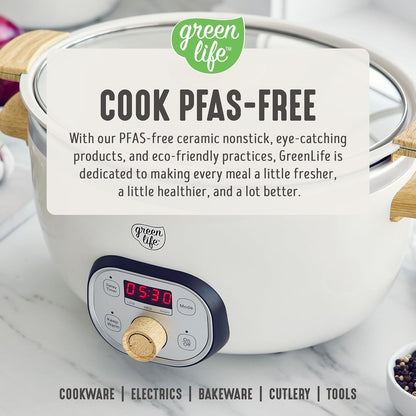 6QT Ceramic Nonstick Slow Cooker, Cooktop/Oven Safe, Cream | Pfas-Free Nonstick Removeable Inner Pot, Dishwasher Safe Components, Programmable, Keep Warm, Delay Timer, Family Sized13