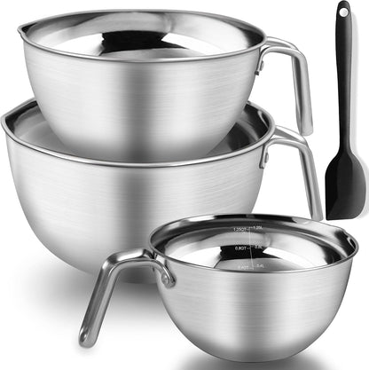 3PCS Stainless Steel Mixing Bowls ,Nesting Bowls with Silicone Spatula1