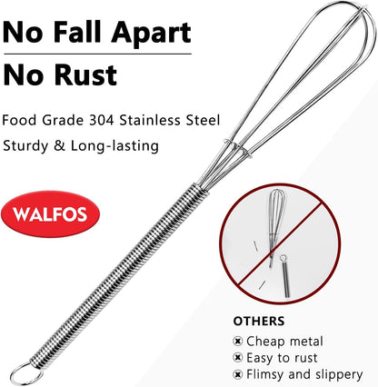 Mini Whisks Stainless Steel, Small Whisk 2 Pieces, 5In and 7In Tiny Whisk for Whisking, Beating, Blending Ingredients, Mixing Sauces2