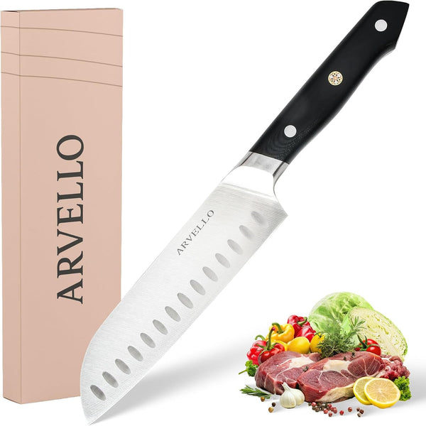 Santoku Knife - 7-Inch Japanese-Style All Purpose Knife for Home Cooks & Professional Chefs - German High Carbon Stainless Steel Blade, Full Tang, G10 Handle, Ultra-Sharp Edge1
