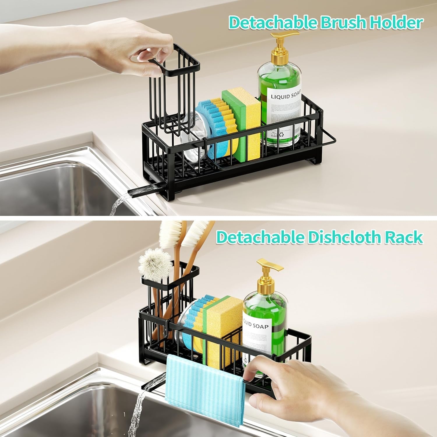 sponge-holder-for-kitchen-sink-self-draining-sink-caddy-with-brush-and-dishcloth-holders-stainless-steel-kitchen-countertop-organizers-and-storage-essentials-black