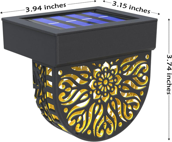 Solar Fence Lights 6 Pack Solar Deck Lights Waterproof LED Solar Powered Step Light Wall Lights Outdoor Decorations Warm Yellow Light Decorative Lighting for Garden (Black)7