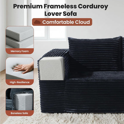 Loveseat Boneless Sofa, 71" Memory Foam Sofa in a Box, Cloud Corduroy Deep Seat Couch, No Assembly Needed, Small Sofa for Living Rooms, Apartments & Offices4
