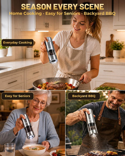Electric Salt and Pepper Grinder Set，6-Level Adjustable Coarseness7