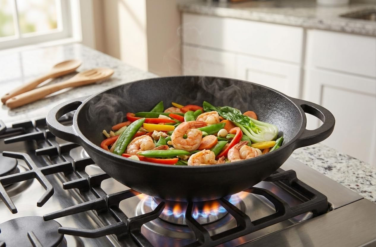 12-inch-pre-seasoned-cast-iron-skillet-wok-round-bottomed-frying-pan-with-assist-handles-tempered-glass-lid-cast-iron-scrubber-silicone-oven-mitts-for-home-baking