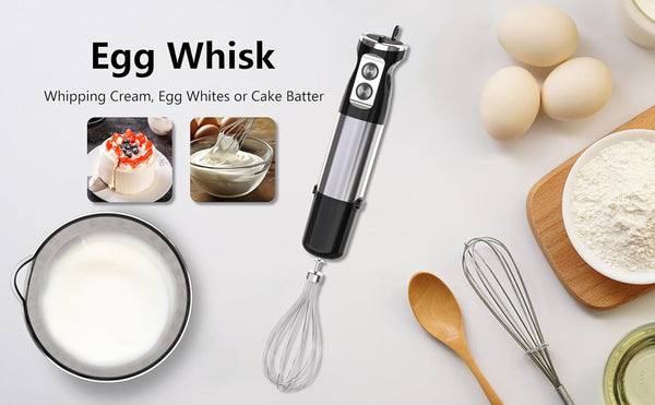 Immersion Blender Handheld, 5 in 1 Hand Mixer Electric Handheld for Kitchen, Corded Stick Hand Emulsion Blender with Chopper Beaker Whisk and Milk Frother for Baby Food, Smoothie, Puree, Soup, Sauces8