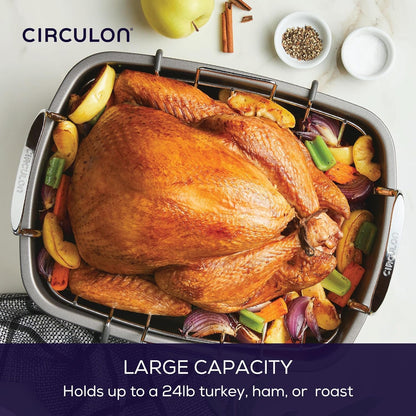 Total Bakeware Nonstick Roaster, Roasting Pan with Rack, 17-Inch X 13-Inch, Gray8