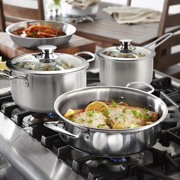 6Pcs Pots and Pans Set, Stainless Steel Pot Set, Nonstick Kitchen Cookware Set, Induction Pots Set with Stay-Cool Handle, Works with Electric and Gas Cooktops, Dishwasher Safe7