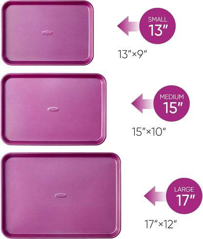 3-Piece Baking Sheet, Nonstick Cookie Sheets, Royal Violet | 13, 15 & 17-Inch, Carbon Steel Baking Pans Set, Easy-Release, Oven Safe up to 446°F, Even Heating, Pfas-Free, Space-Saving2