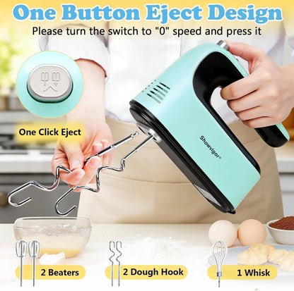 Electric Hand Mixer - Adjustable Speed 300W Handheld Mixer Electric Whisk with 5 Stainless Steel Accessories, Turbo Boost/Self-Control Speed + Eject Button Food Beater for Cakes Eggs6