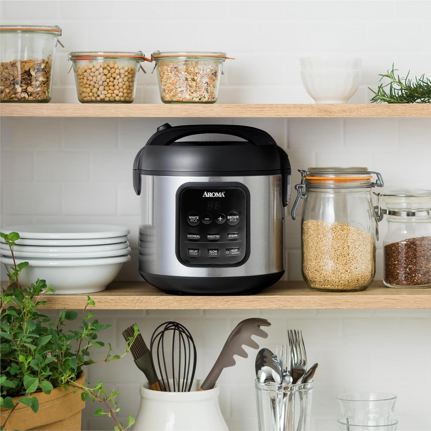 digital-rice-cooker-4-cup-uncooked-8-cup-cooked-2-qt-steamer-multicooker-slow-cooker-oatmeal-cooker-auto-keep-warm-stainless-steel-exterior