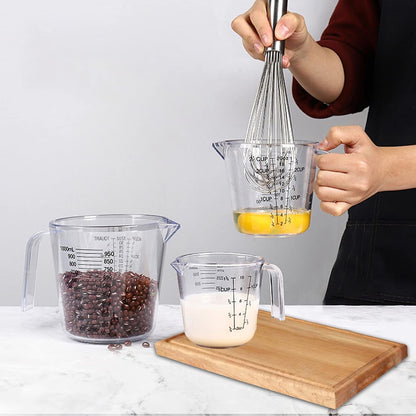 Measuring Cups Set, Liquid Measuring Cups for 3 for Kitchen | BPA Free Plastic Set with Spout Multiple Measurement Scales, Cup, Ml and Oz, (Clear)8