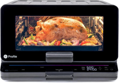 GE Profile Smart Oven with No Preheat, 11-In-1 Countertop Oven Including Air Fry, Warm, Toast, Broil, Roast, Pastry, Reheat, and More, Wifi and Smart Connected, Black1